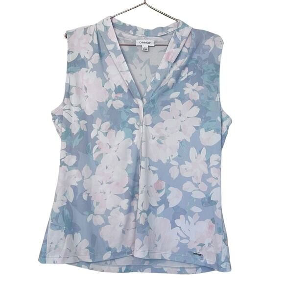 Calvin Klein Women's Pastel Pleated Neck Shell - Large - Picture 1 of 7